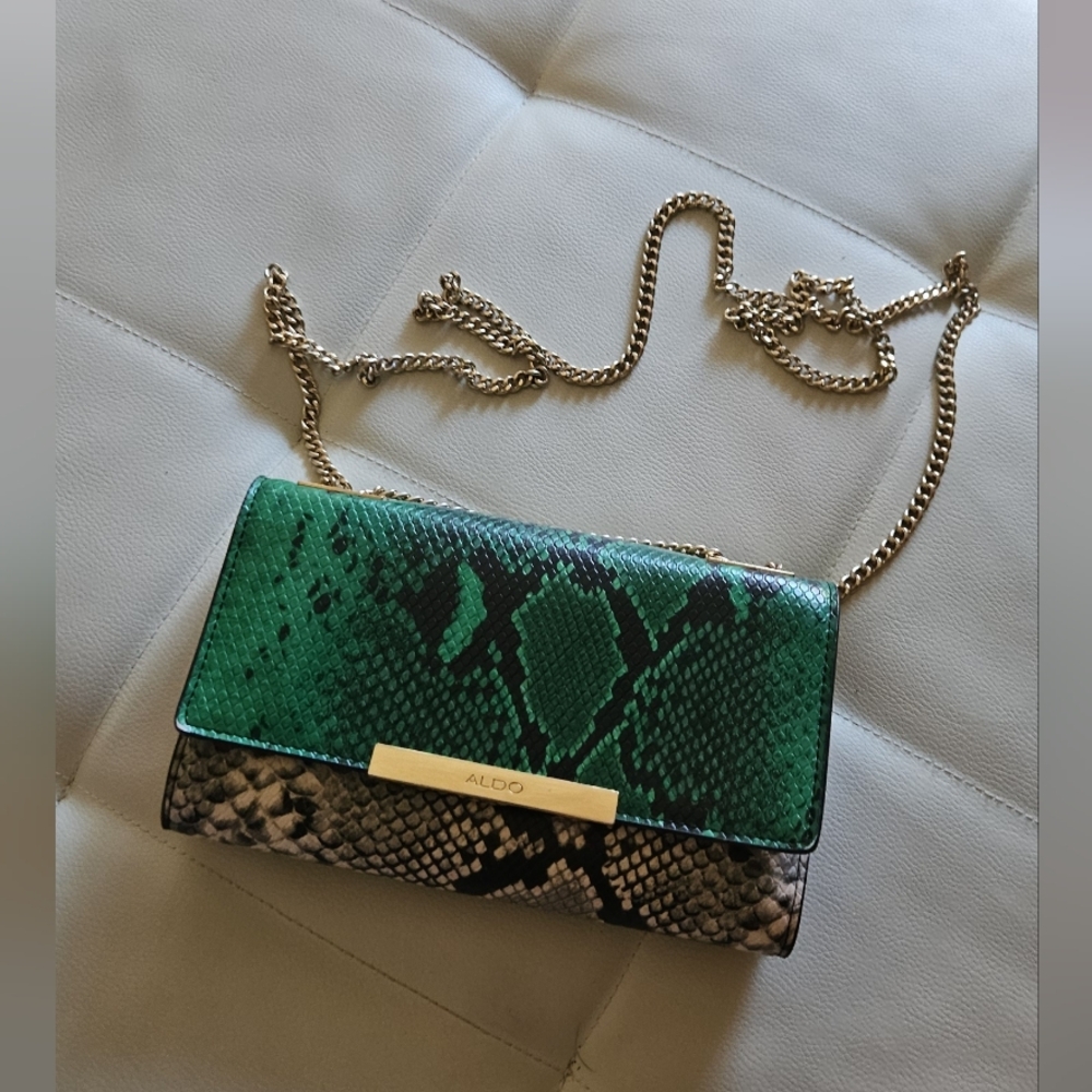 ALDO Multi colored Snake Print Crossbody Bag With Gold Hardwear